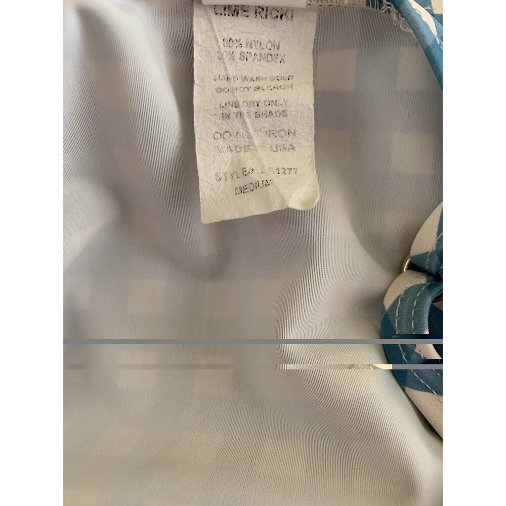 Lime Ricki Swim Tankini Top Shorts Bottom Set Size Medium Blue Gingham - Picture 7 of 12